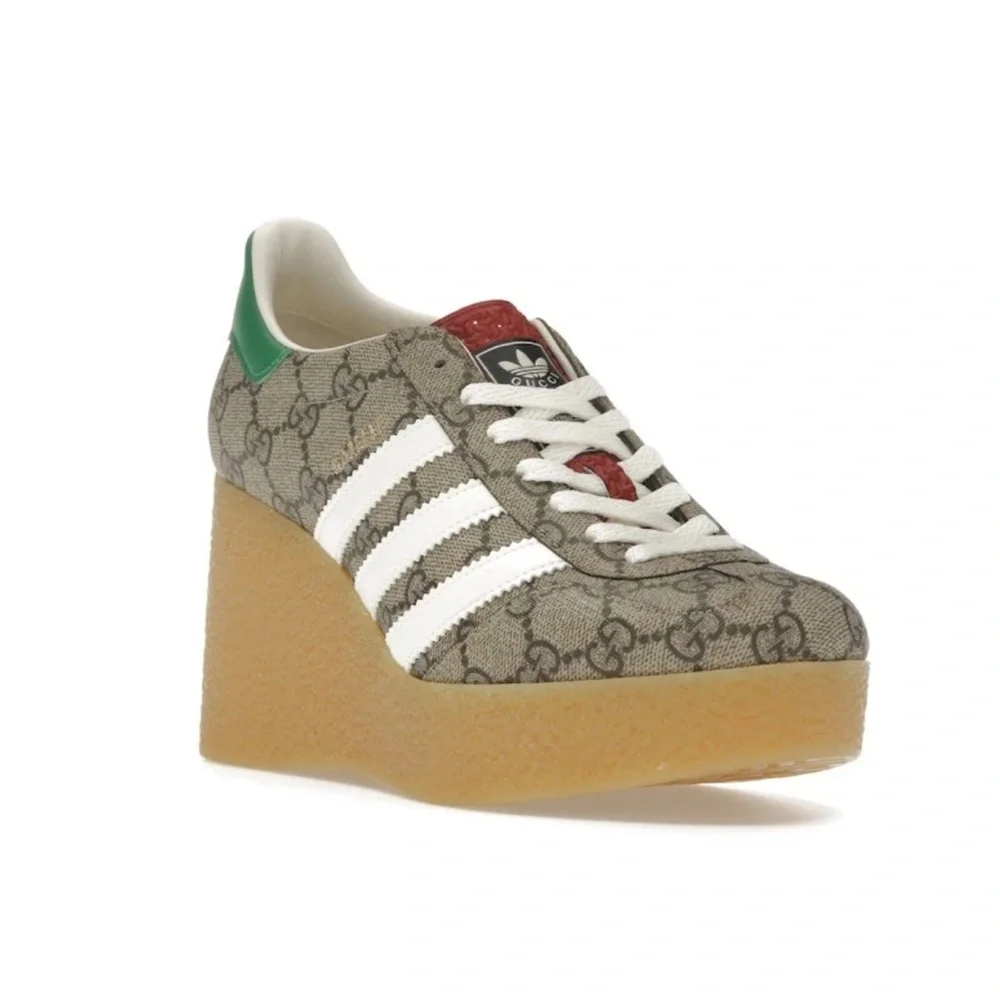 GUCCI X ADIDAS GAZELLE PLATFORM WEDGE GG SUPREME MONOGRAM CANVAS SNEAKERS 38.5 - Picture 2 of 6